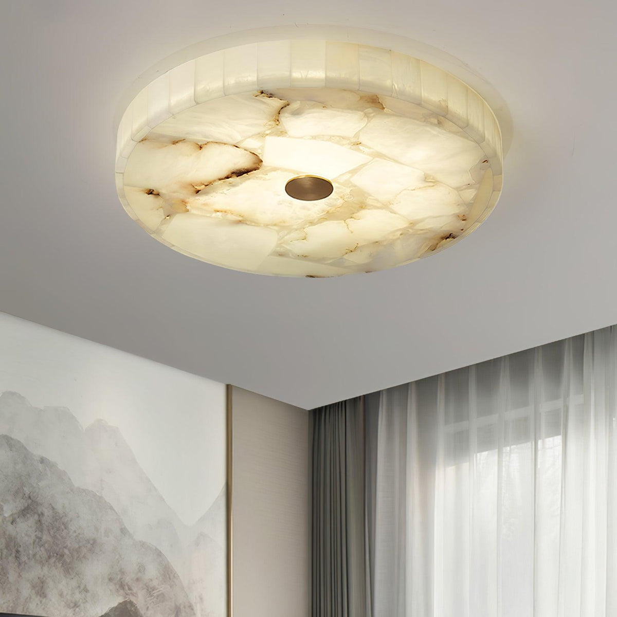 Ceiling Lamp Alabaster LED 5 cm White Gold Living Room Hall Modern Design Lamp Indoor | Sansoti