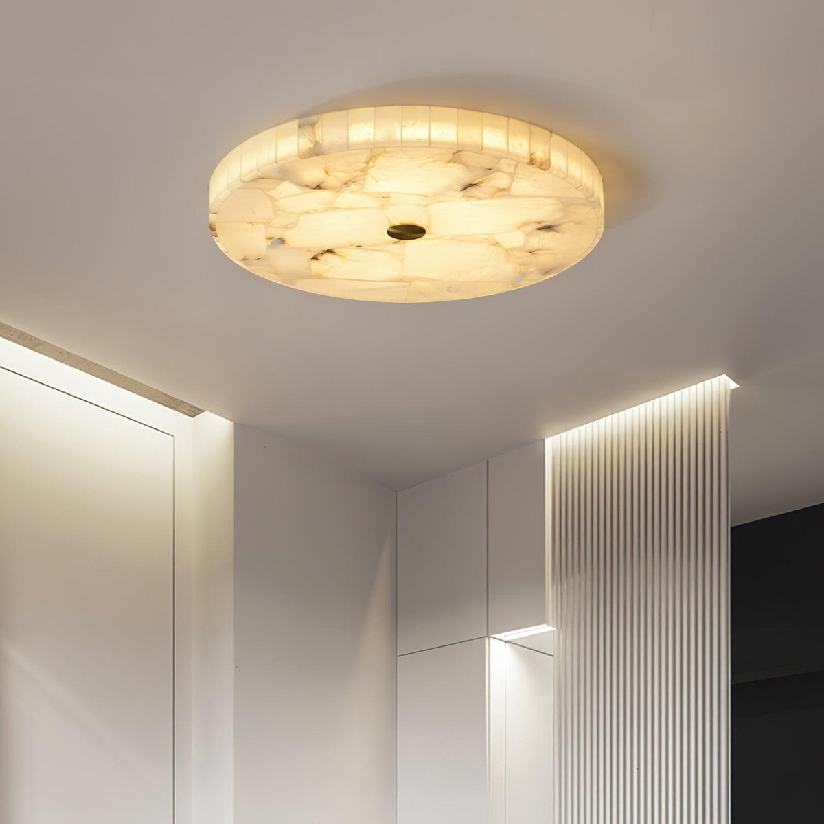Ceiling Lamp Alabaster LED 5 cm White Gold Living Room Hall Modern Design Lamp Indoor | Sansoti