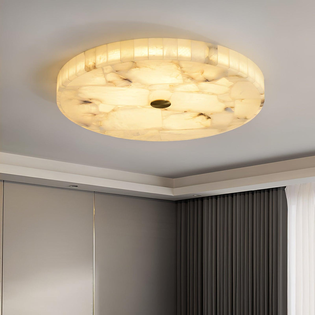 Ceiling Lamp Alabaster LED 5 cm White Gold Living Room Hall Modern Design Lamp Indoor | Sansoti
