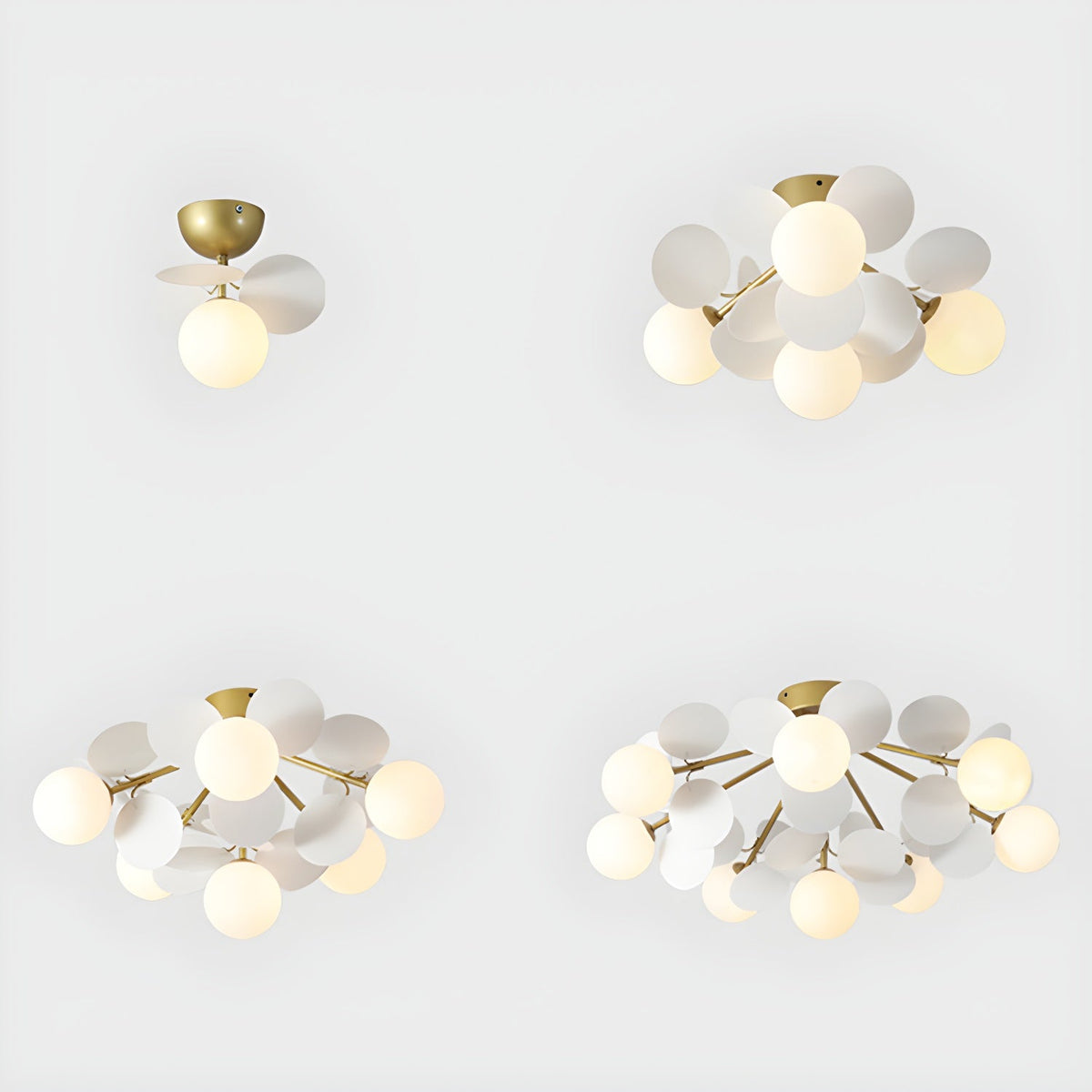 Plafonnier rond avec feuilles en acrylique – Couleurs pastel macaron – 1, 4, 6 ou 8 points lumineux – Douille G9 – Design scandinave pour chambre d’enfant, salon et bureau | Sansoti