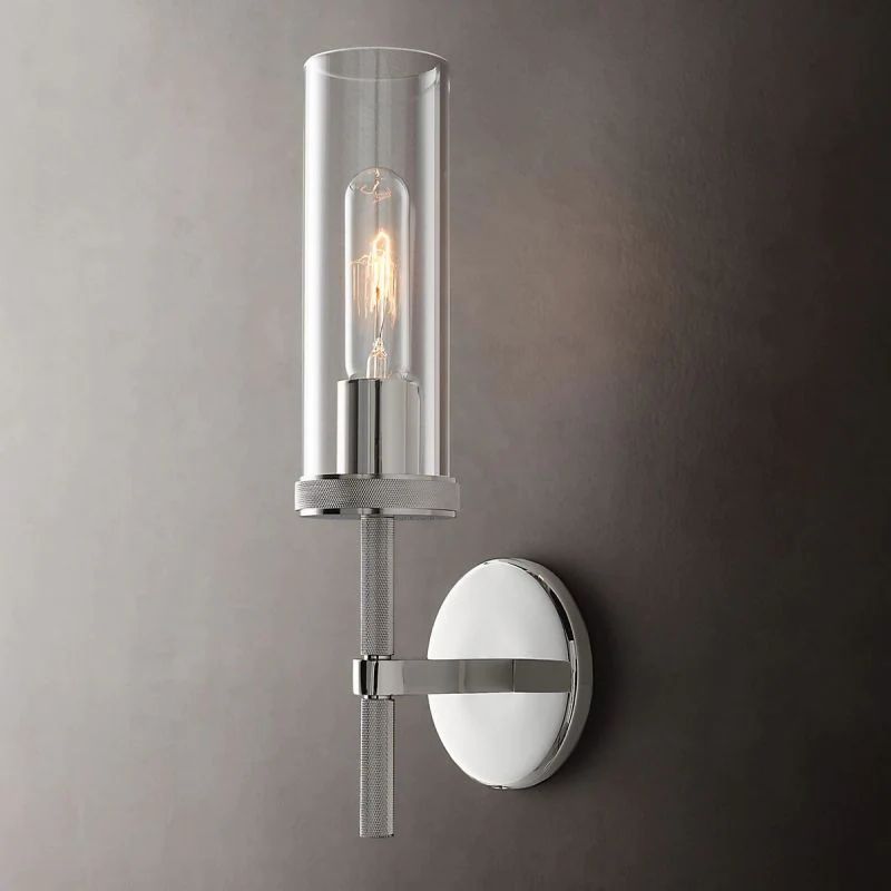 Industrial Wall Lamp Round Glass with Metal Fixture for Hallway Entrance Bedroom Living Room Lighting | Sansoti