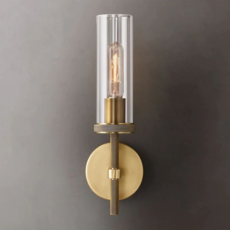 Industrial Wall Lamp Round Glass with Metal Fixture for Hallway Entrance Bedroom Living Room Lighting | Sansoti