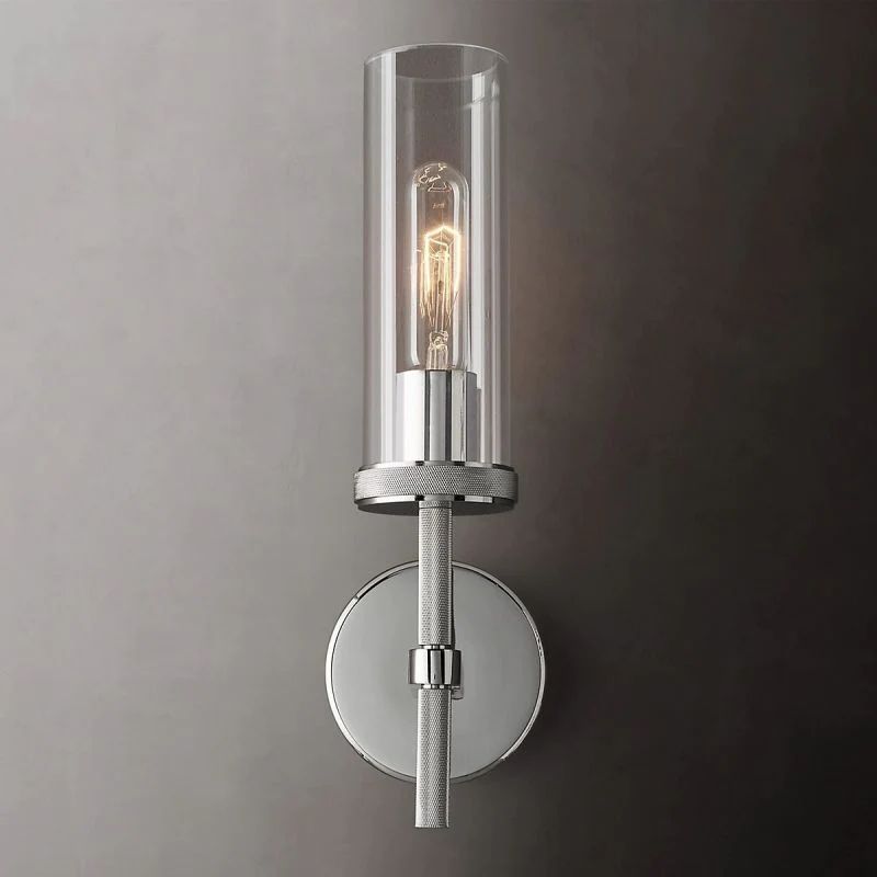 Industrial Wall Lamp Round Glass with Metal Fixture for Hallway Entrance Bedroom Living Room Lighting | Sansoti