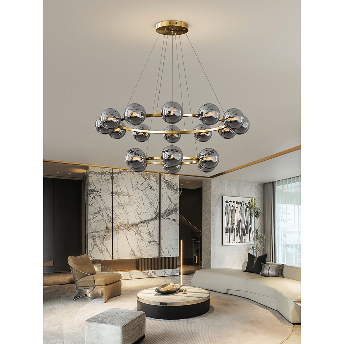 Moderne Kronleuchter mit Glaskappen – Stilvolles Metall-Design für Esszimmer, Wohnzimmer, Schlafzimmer, Restaurant | Sansoti