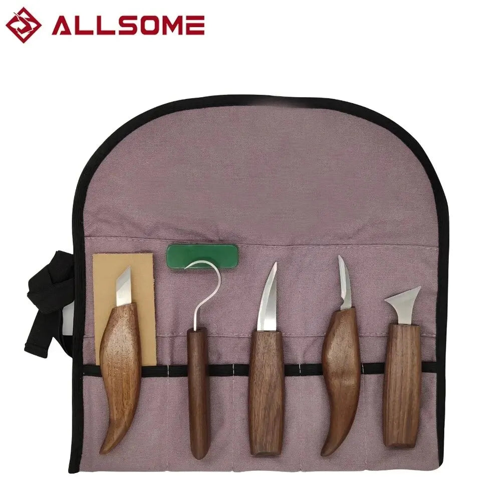 Wood Carving Set 8-Piece with Blades and Files for Spoons Sculptures and Woodworking Beginners and Advanced Users | Sansoti