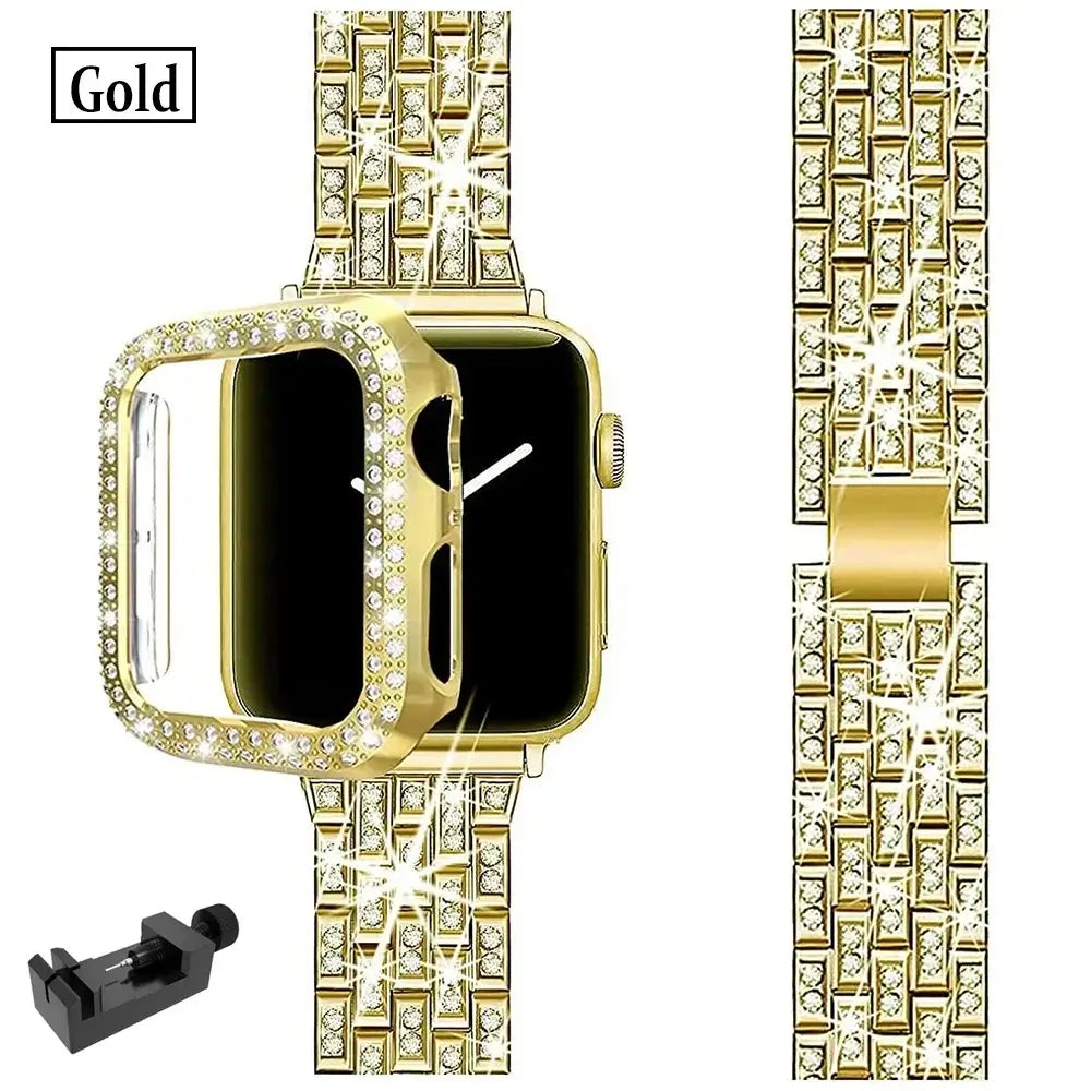 Smartwatch Bandje met Kristallen Edelstaal Verstelbaar Luxe Horloge Band Sparkle Statement Accessoire | Sansoti
