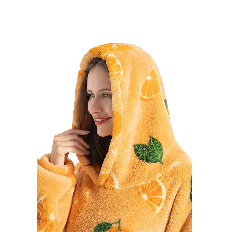 Sherpa Fleece Blanket with Sleeves and Hood 140cm Portable Oversized Home Blanket XXL Comfortable Warm Blanket | Sansoti