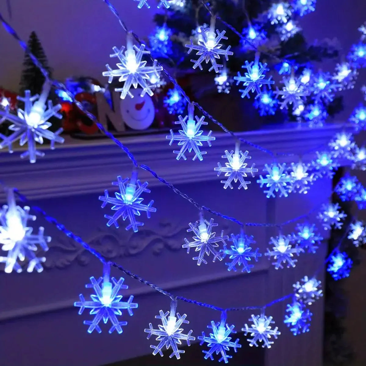 Snowflake String Lights LED Christmas Lighting Indoor Outdoor Ambient Light Garden Party Decoration Winter Atmosphere Christmas Tree | Sansoti