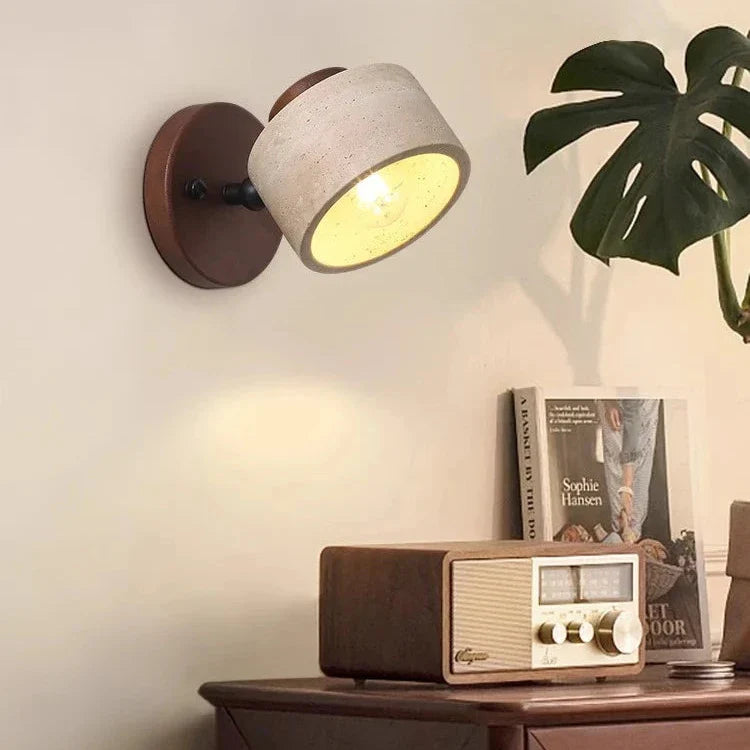 Wall Lamp Travertine Stone LED E27 3000K Japandi Compact Round | Sansoti