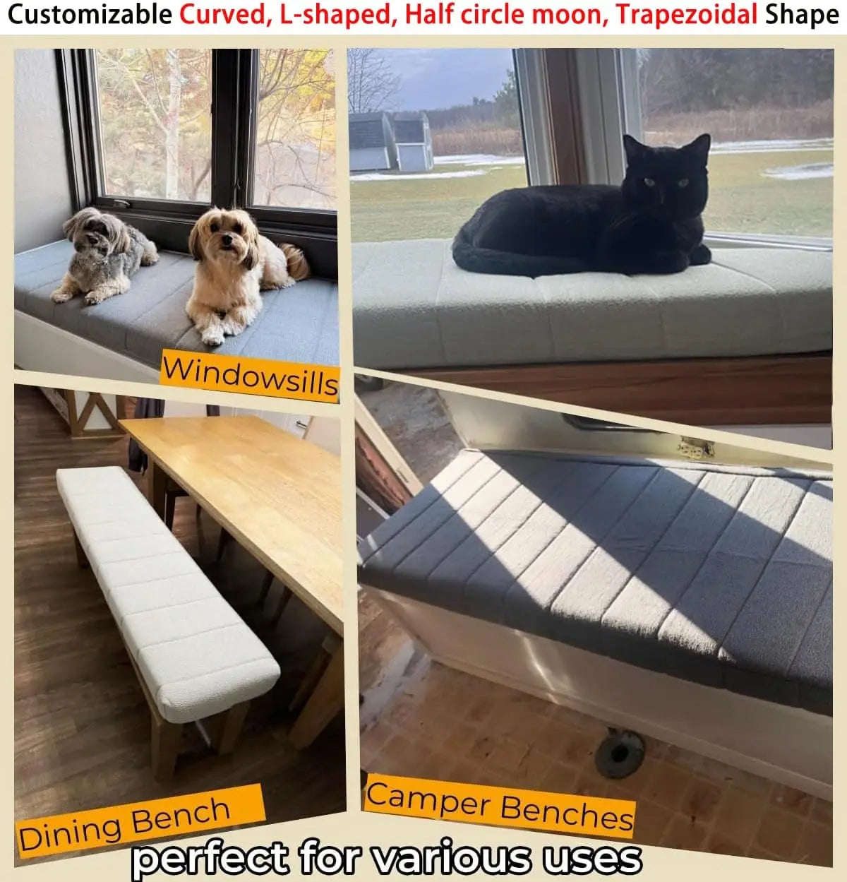 Velvet seat cushion, 4 cm thick, non-slip teddy bench mat for garden benches, windowsills, indoor and outdoor garden furniture | Sansoti