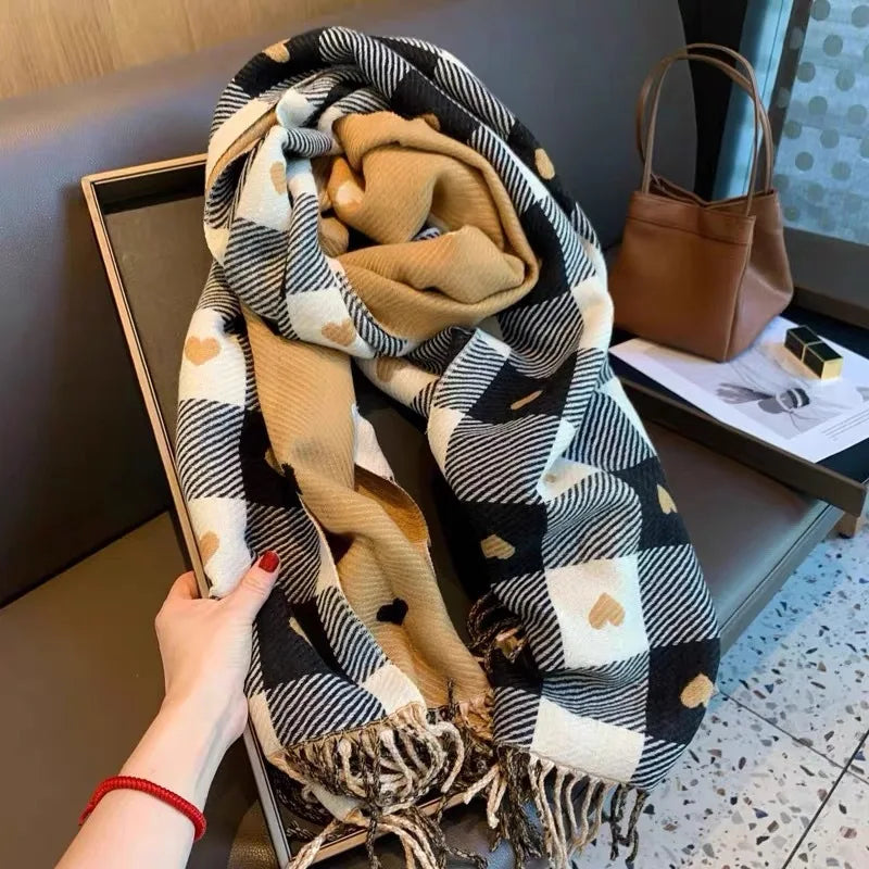 Gebreide Dekensjaal voor Dames Warm Polyester Ruit Omslagdoek Oversized Winter Accessoire Sjaal Wikkel | Sansoti
