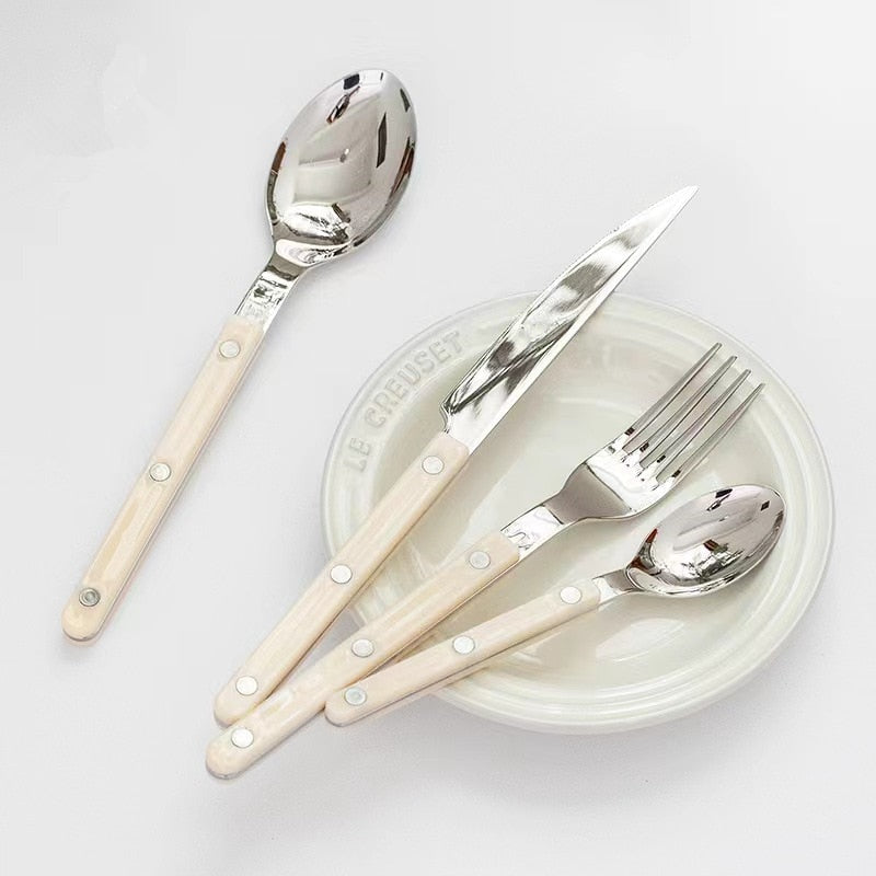 Bestek Set 24-Delig RVS Gekleurd Handvat Bistrostijl 6 Personen Eetkamer Tafel Servies Keuken Diner Couvert | Sansoti