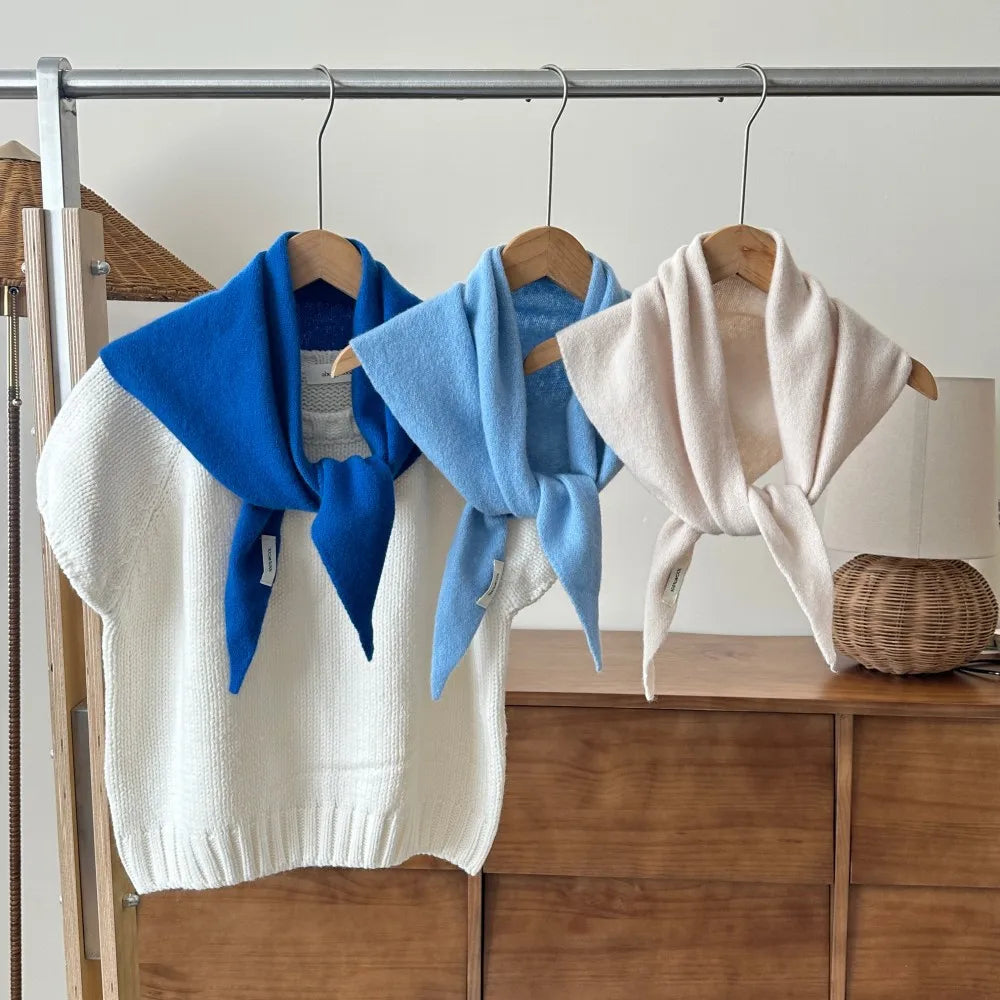 Wollen Driehoeksjaal Vrouwen Winterwarm Gebreide Omslagdoek Effen Pashmina Sjaal Hoofddoek Hals Accessoire | Sansoti
