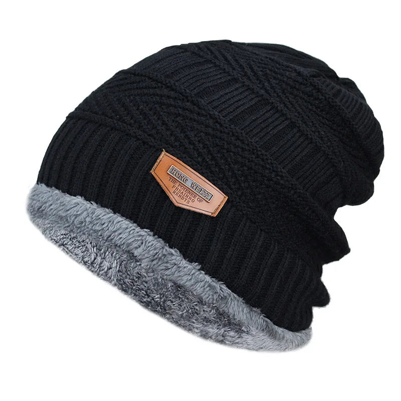 Knitted Winter Hat Windproof Thick Wool Warm Skullcap Unisex Adults Casual Outdoor Polyester Autumn | Sansoti