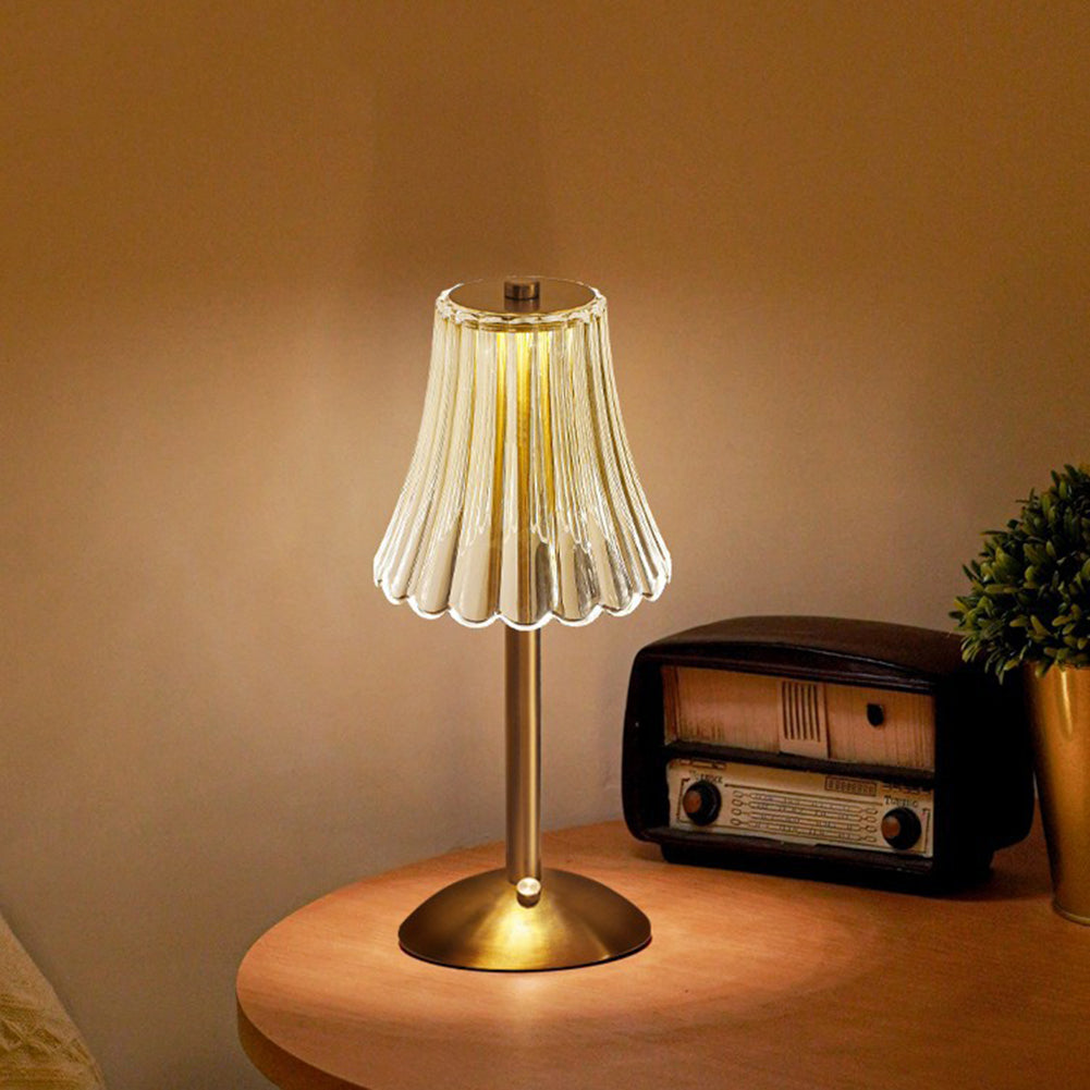 Lampe de Table Tactile Dimmable LED Cristal Or Aluminium Acrylique Chambre Salon | Sansoti