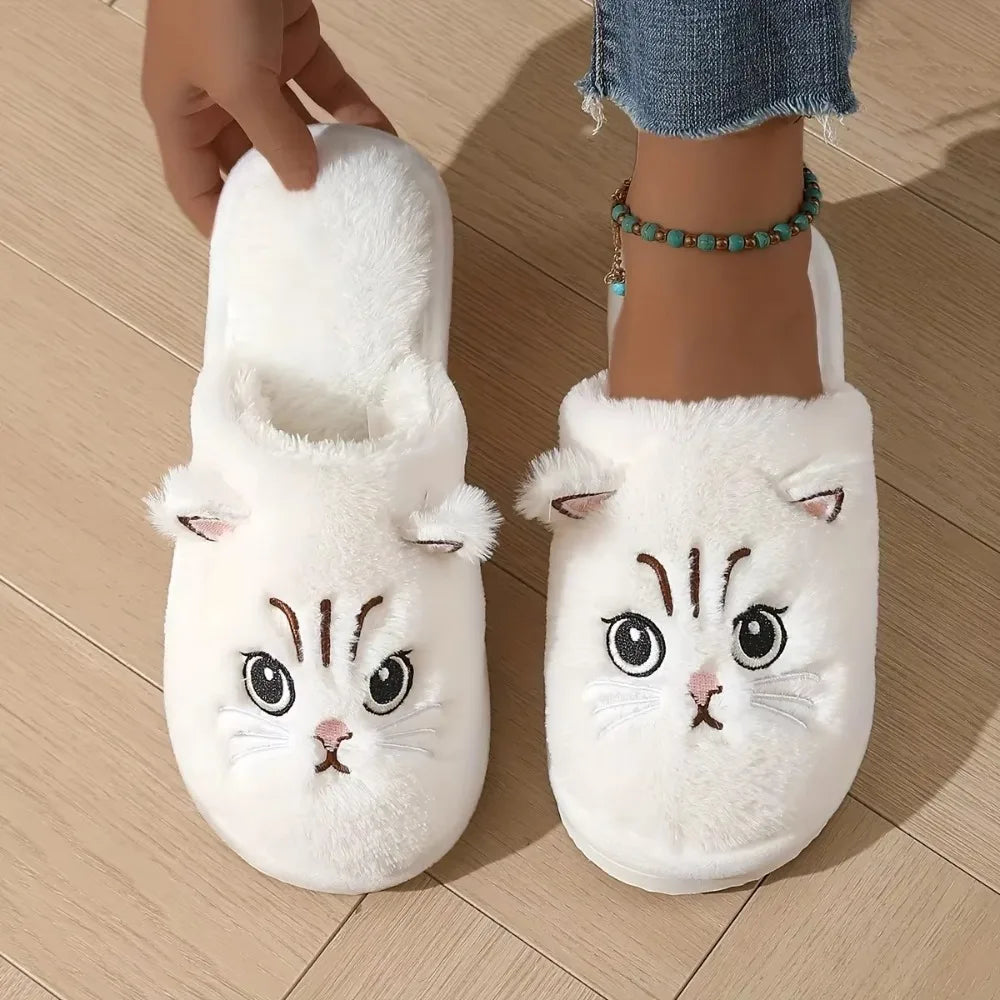 Dames Huispantoffels Kattendesign Winterwarm Pluche Antislip EVA-zool Comfortabel Binnenshuis Zacht Knuffel | Sansoti