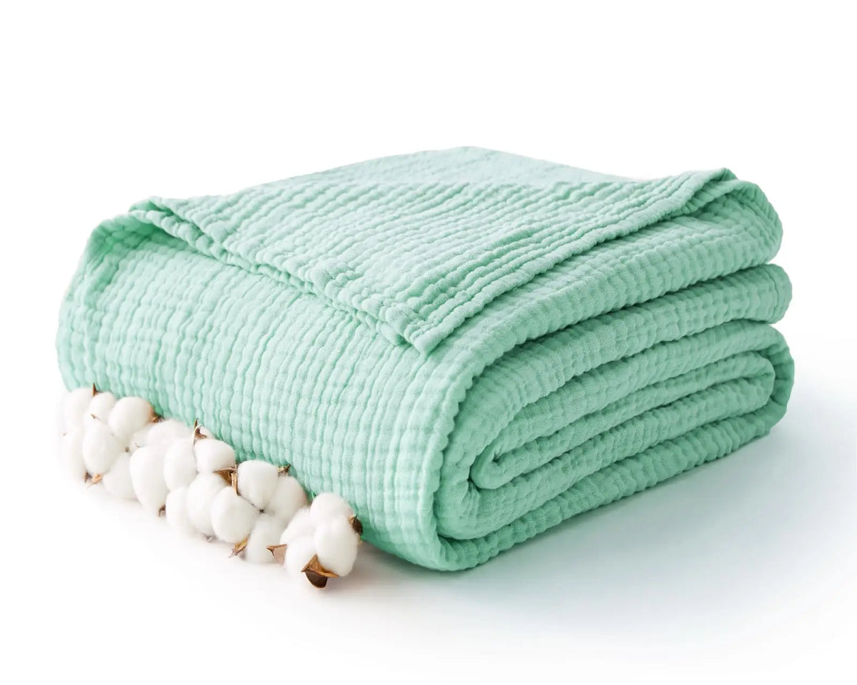 Muslin Throw Six-Layer Cotton Blanket Soft Breathable 198x229cm Bed Sofa Living Room Year-Round Comfort Warmth | Sansoti