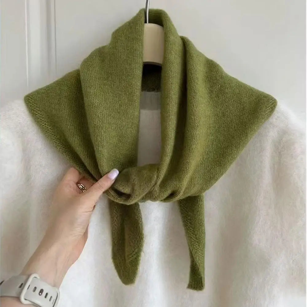 Gebreide Driehoekige Halsdoek Wol 38x105cm Wintersjaal Dames Effen Kleur Warm Omslagdoek Herfst Winter | Sansoti