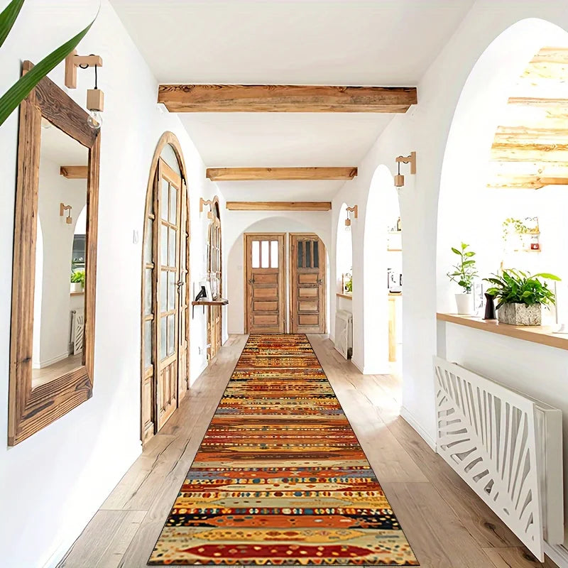 Bohemian runner rug for hallway, corridor, kitchen, bedroom, polyester non-slip waterproof living room decorative rug | Sansoti