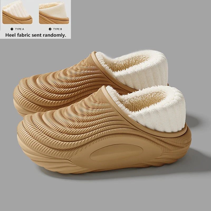 Plush Slippers Waterproof EVA Anti-Slip Unisex Indoor Warm Thick Sole Winter Comfort Slippers | Sansoti