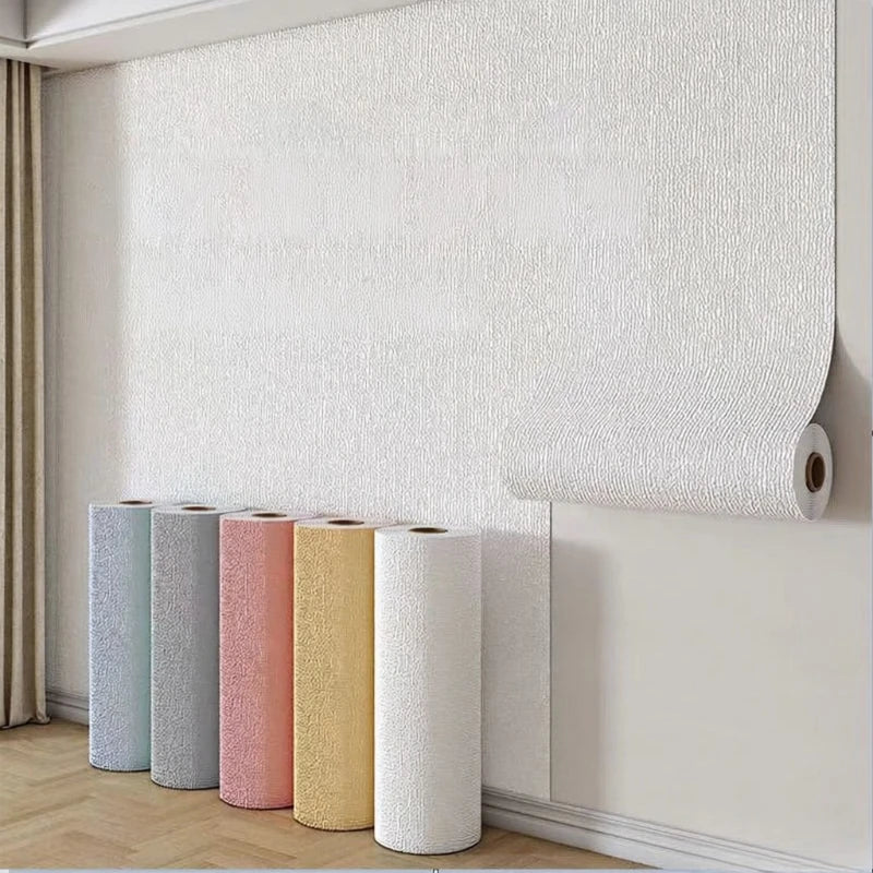 Self-Adhesive Linen Wallpaper 3D 50cm Diatom Wall Panel Living Room Bedroom Wall Decoration Self-Adhesive Foam Wall Covering Roll | Sansoti