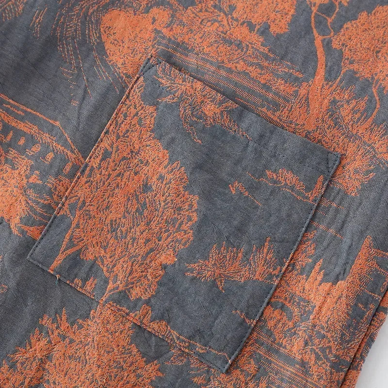 Cotton Kimono Robe for Men, Long Lightweight V-Neck Printed Cotton Loungewear Housecoat | Sansoti