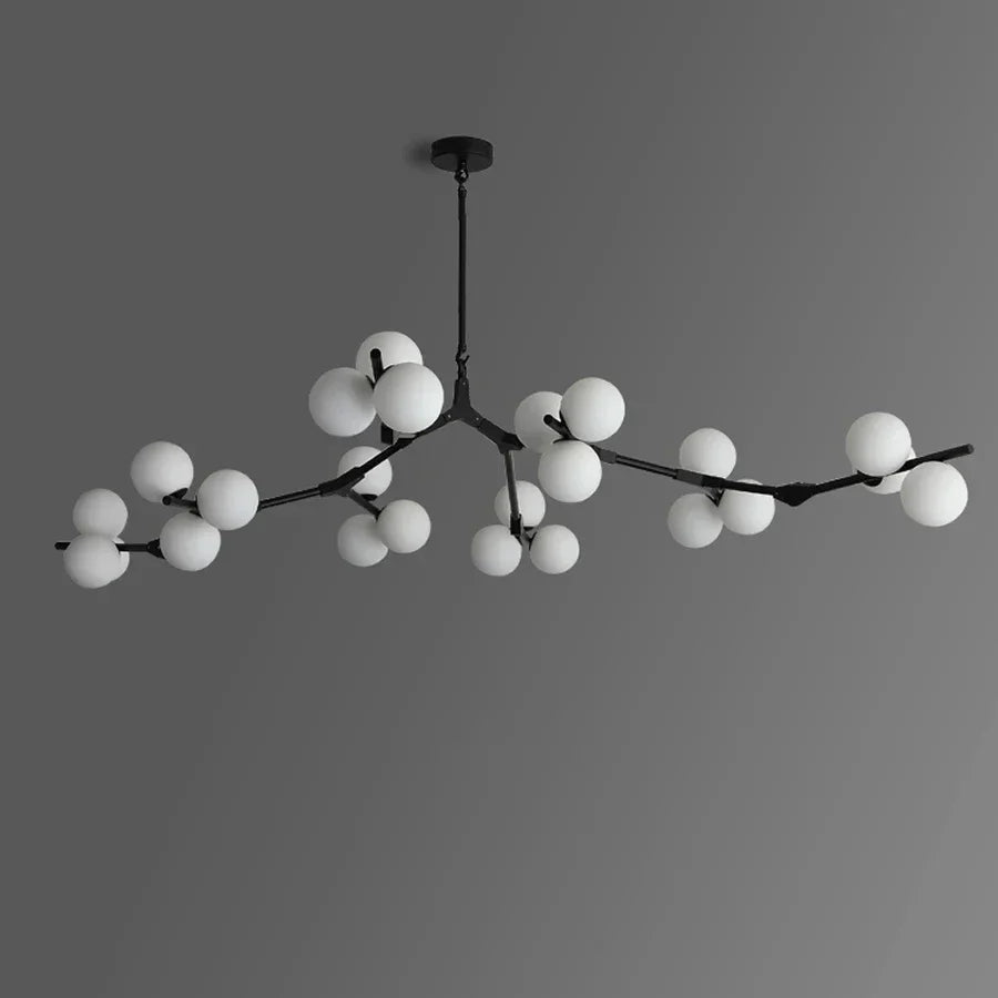 Gepolijste Metalen Hanglamp met Glazen Bollen Goud Zwart G4 LED Eetkamer Woonkamer Takkendesign Modern | Sansoti