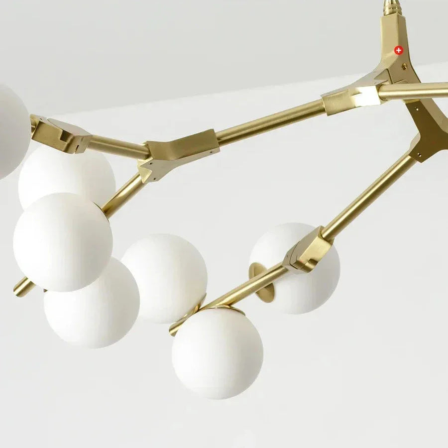 Gepolijste Metalen Hanglamp met Glazen Bollen Goud Zwart G4 LED Eetkamer Woonkamer Takkendesign Modern | Sansoti