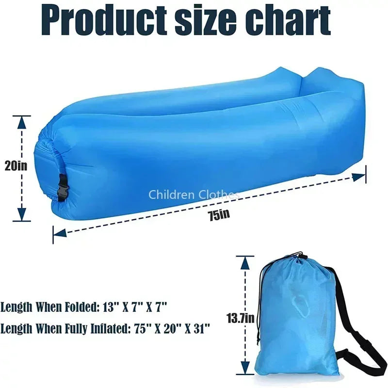 Inflatable Lounge Sofa 180x70 cm Lightweight Portable Outdoor Furniture with Ergonomic Neck Support Relaxation Sofa | Sansoti