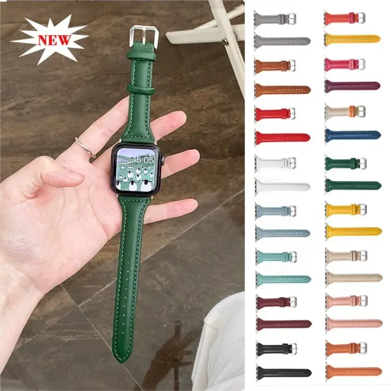 Bracelet de montre en cuir pour smartwatch, universel et réglable, 38-49 mm, bracelet haut de gamme au design sportif | Sansoti