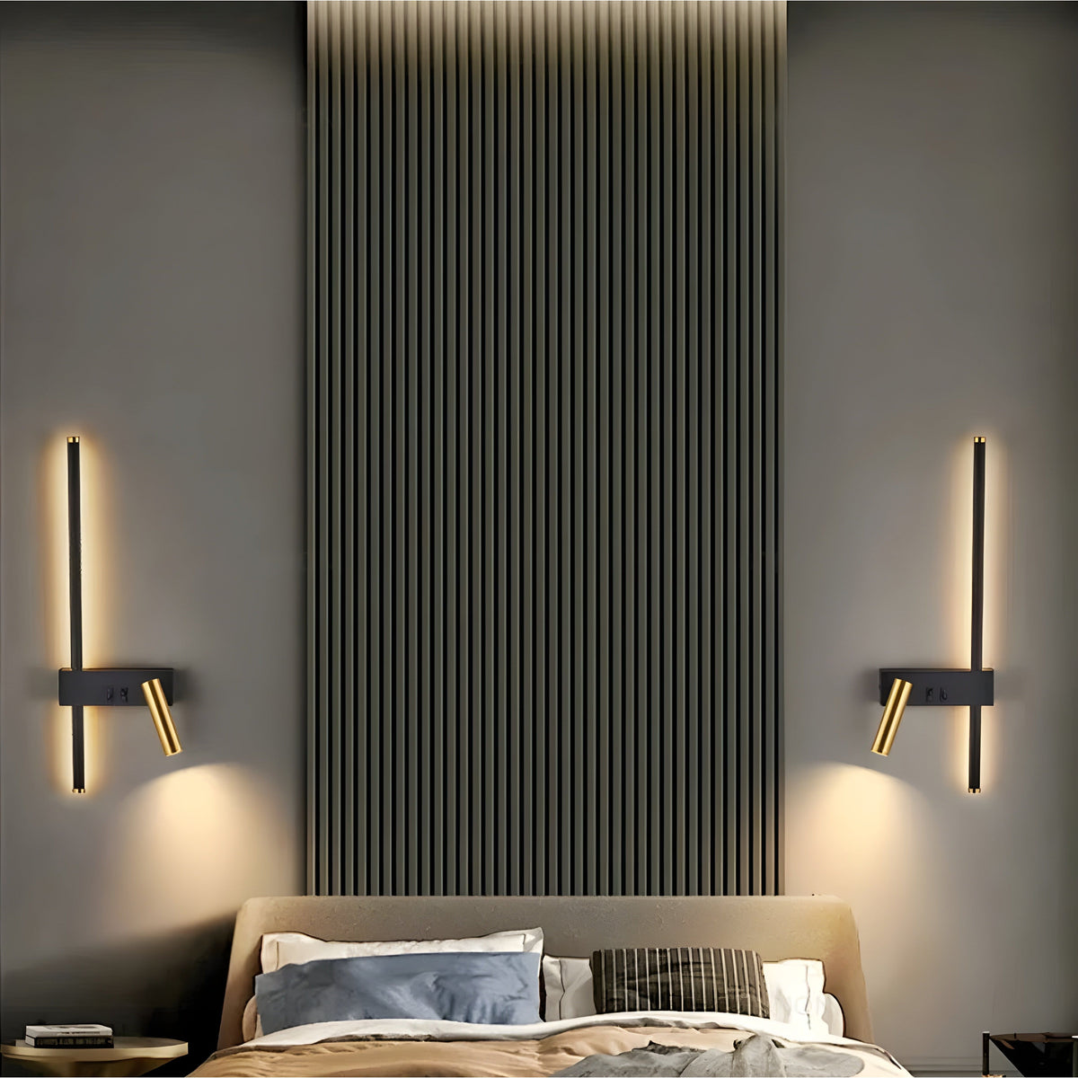 Wall Lamp LED Black Gold with Switch Up Down Light | Sansoti