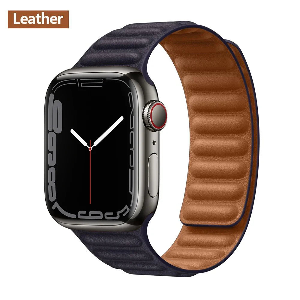 Leather Watch Band with Magnetic Closure 38-49mm Adjustable Smartwatch Accessory Wristband Stylish | Sansoti