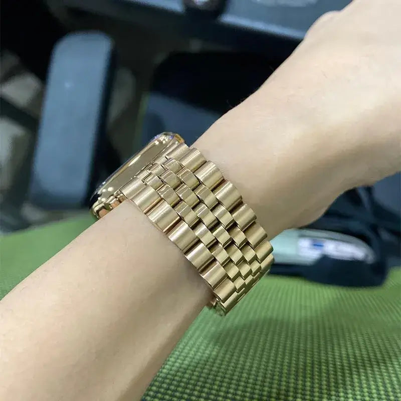 Verstelbaar smartwatch-bandje van roestvrij staal, metalen polsband, universeel, elegant ontwerp | Sansoti