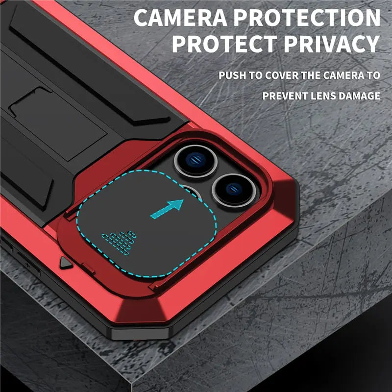 Robustes militärisches Handyhülle mit integriertem Bildschirmschutz für iPhone 14, 13, Mini, Pro, Max, Schwarz, Rot | Sansoti