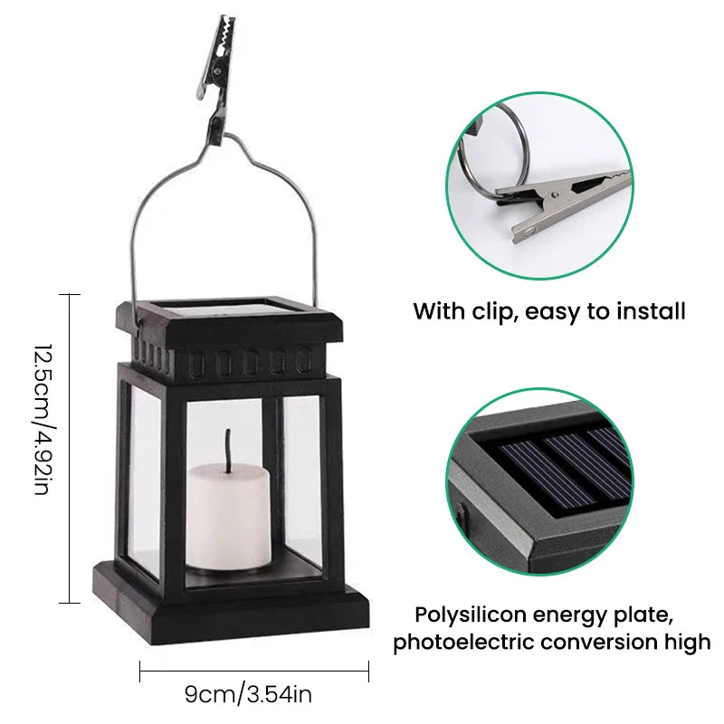 Solar Lantern with Candle Flame Effect for Garden & Terrace – Waterproof IP65 LED Garden Lantern Automatic Dusk Sensor | Sansoti
