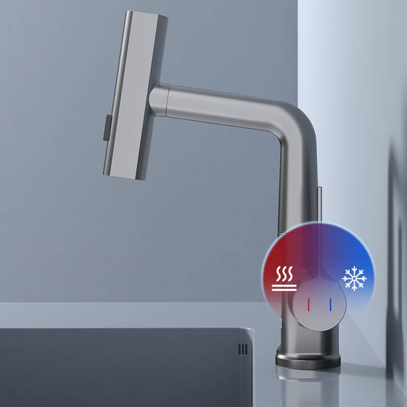 Flexible Kitchen Faucet with LED Temperature Indicator Chrome Black White 360° Rotatable Extendable 60cm for Kitchen and Bathroom | Sansoti