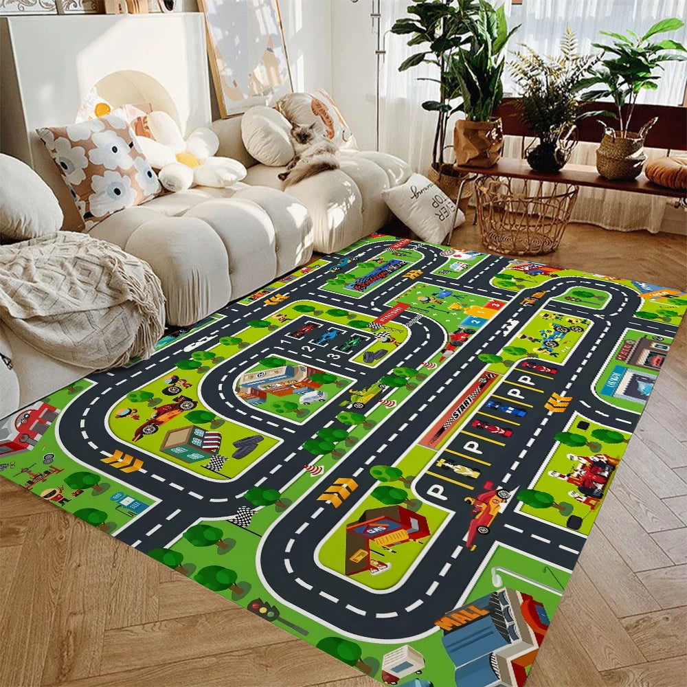 Rug Kids Room Car Play Mat City Traffic Non-slip Washable | Sansoti
