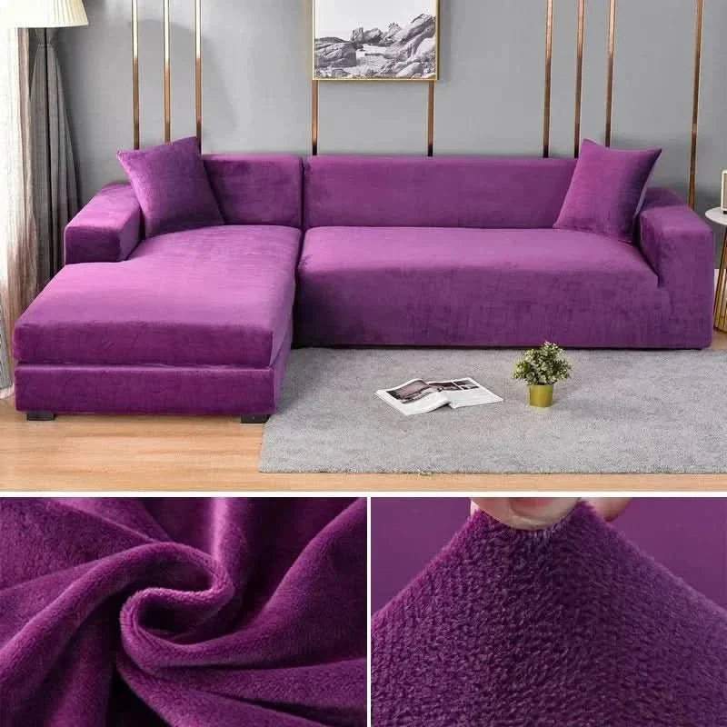Housse de canapé en velours extensible élastique, protège-canapé antidérapante lavable pour canapé 1, 2 ou 3 places | Sansoti