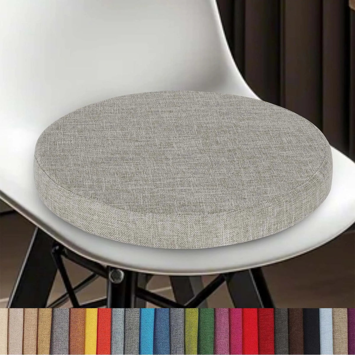 Coussin d’assise rond en coton-lin lavable avec fermeture éclair 30-60 cm pour chaise de salle à manger, tabouret de bar, cuisine, bureau et chaise de jardin | Sansoti