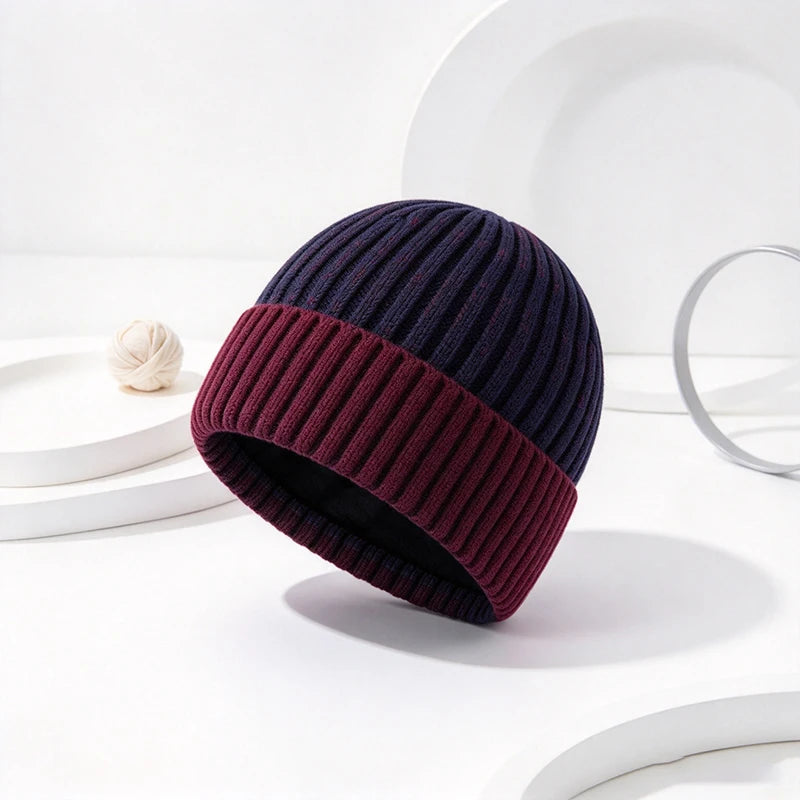 Knitted Winter Hat for Men with Fleece Lining, Ribbed Beanie, Thermal Warmth, Ski Hat for Outdoor Activities | Sansoti