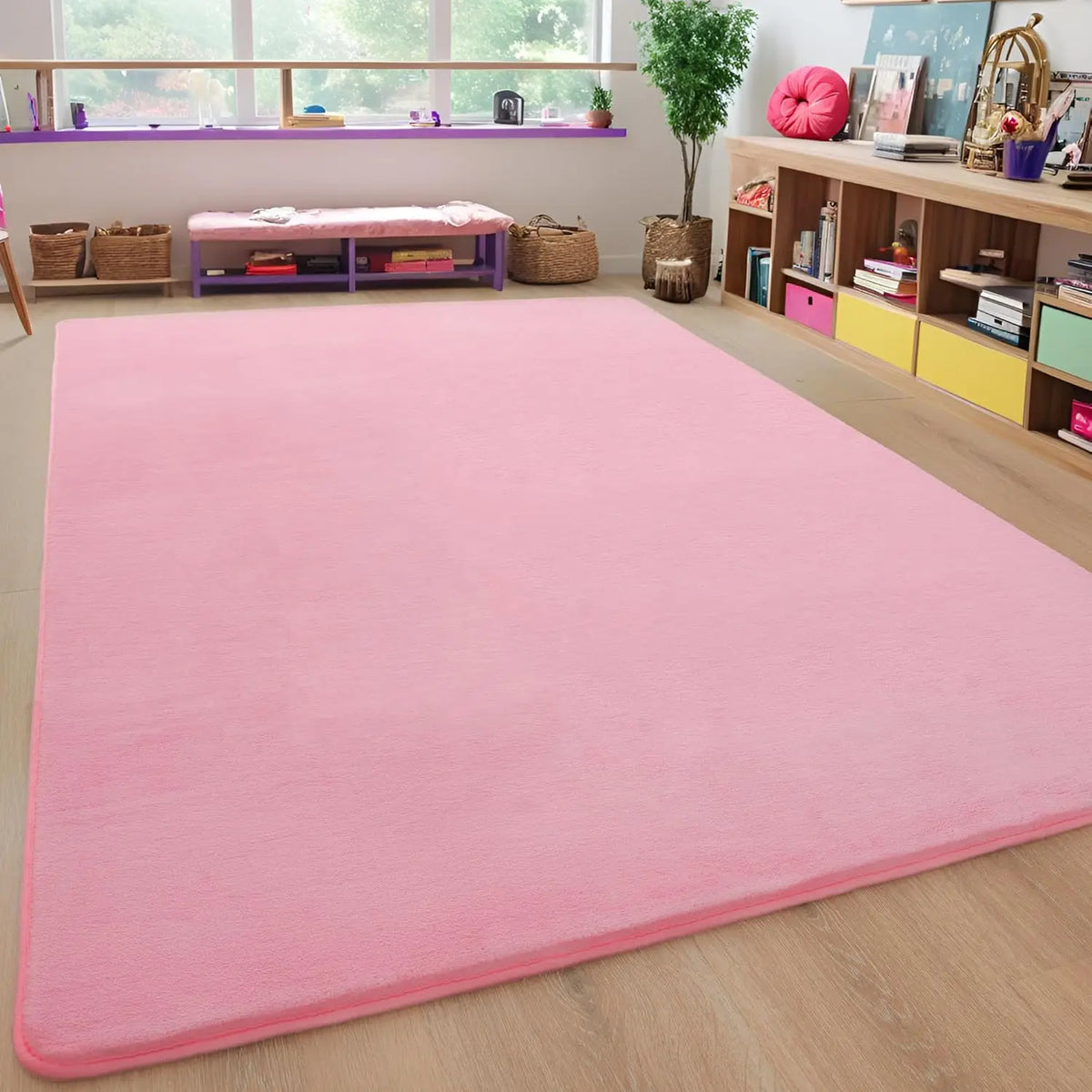 Fluwelen Vloerkleed Koraalrood Antislip Rechthoekig Zacht Wollig voor Woonkamer Slaapkamer Scandinavisch | Sansoti
