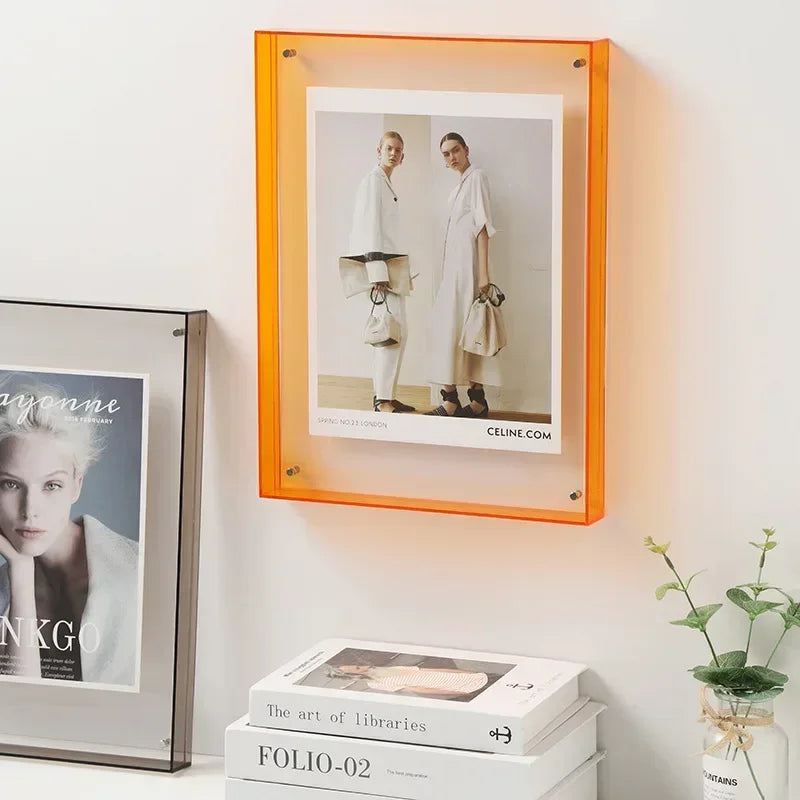Transparent Acrylic Freestanding Photo Frame Small 11x14 15x19 Double-Sided Desk Photo Frame Modern Design | Sansoti