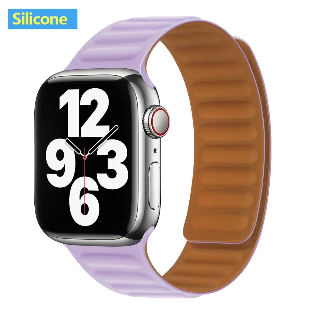 Leather Watch Band with Magnetic Closure 38-49mm Adjustable Smartwatch Accessory Wristband Stylish | Sansoti
