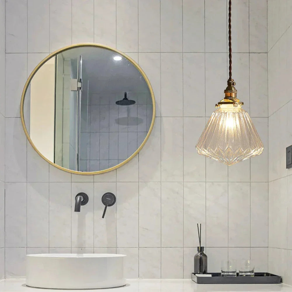 Suspension en cristal transparent Scandinave Rétro E27 15cm LED Salle à manger Salon Minimaliste | Sansoti