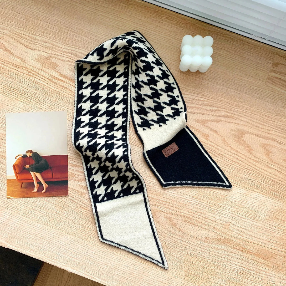 Cashmere Neck Scarf 95x12cm Knitted Pattern Women's Men's Winter Scarf Narrow Warm Wool Accent Luxury Winter Accessory | Sansoti