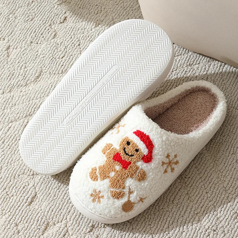 Festliche Hausschuhe mit Weihnachtsmotiv, Winterwärme, rutschfeste Pantoffeln, bequem für Damen und Herren | Sansoti