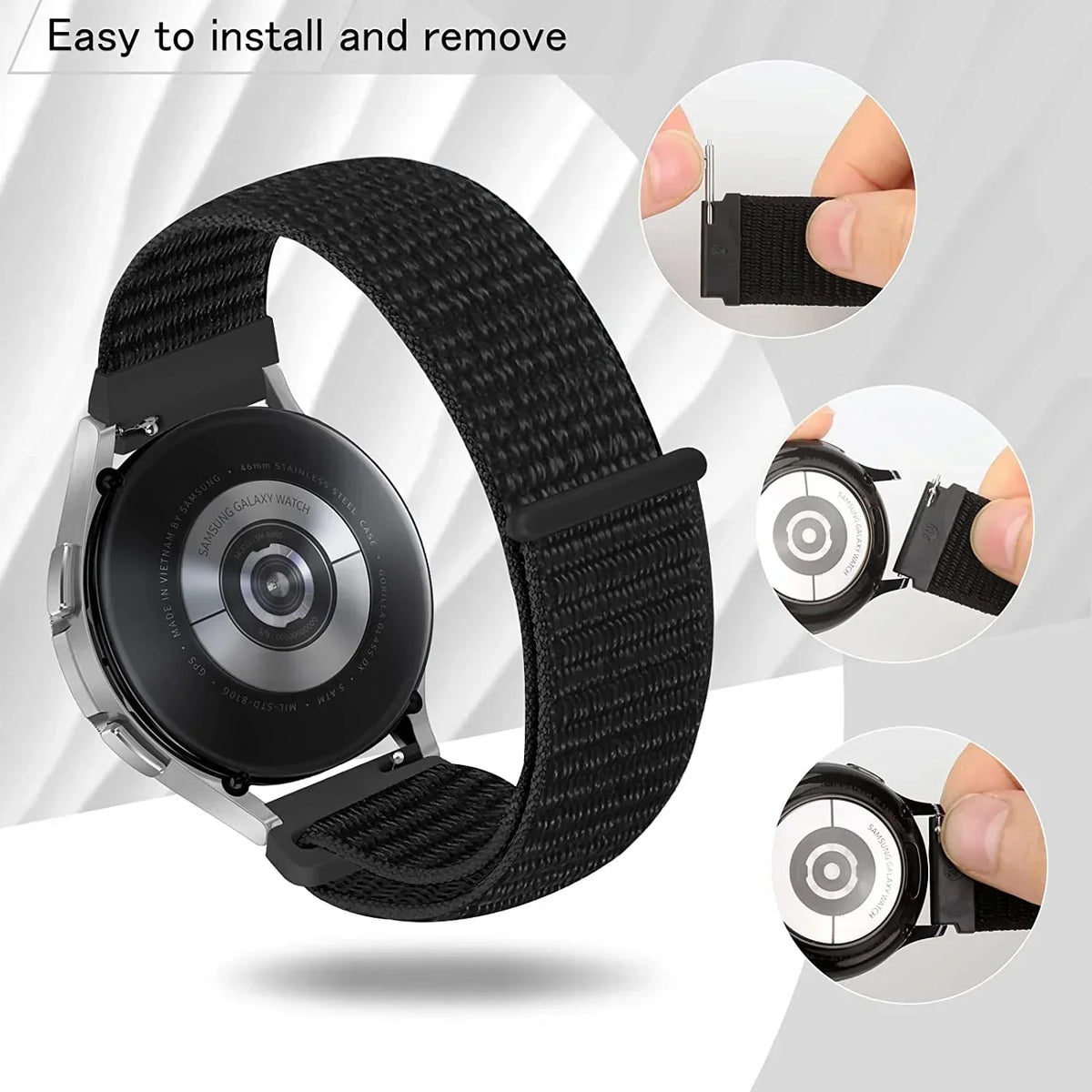 Regulowany nylonowy pasek sportowy do smartwatcha 20mm 22mm, oddychający, lekki pasek do zegarka sportowego i fitnessu | Sansoti