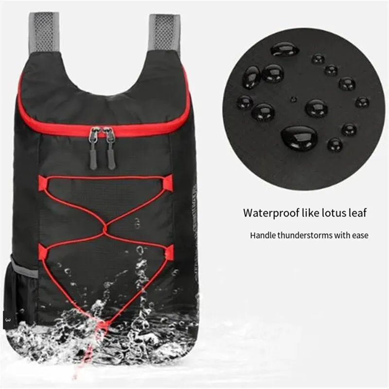 Sac à dos pliable 20 L étanche en polyester noir gris bleu vert orange pour la randonnée, le camping et les voyages | Sansoti