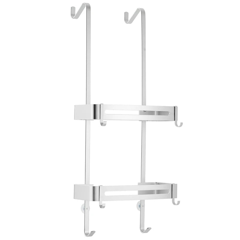 Estante de ducha de aluminio, negro y plateado, de 2 o 3 niveles, para colgar en la puerta de la ducha, armario de baño, sin taladrar, soporte para champú, organizador de baño | Sansoti