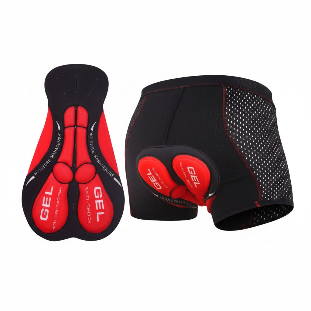 Fietsbroek met Gelpadding Ademend Stretch Materiaal Comfortabel Zwart Rood Blauw Fietsen Training Outdoor Sport | Sansoti